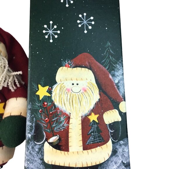 Vintage Christmas Santa Plush Weighted 11 in u Hand Painted Collectible Gift Box - Picture 4 of 7